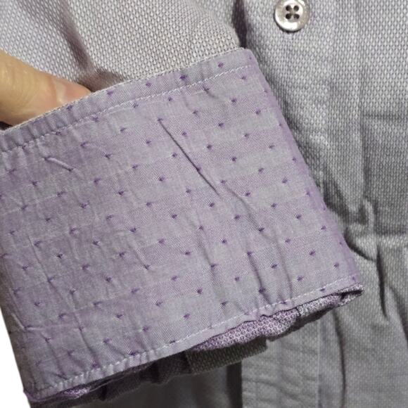 English Laundry Purple‎ Collar and cuff Detail Button-Up Shirt Size 16.5 - Picture 3 of 8